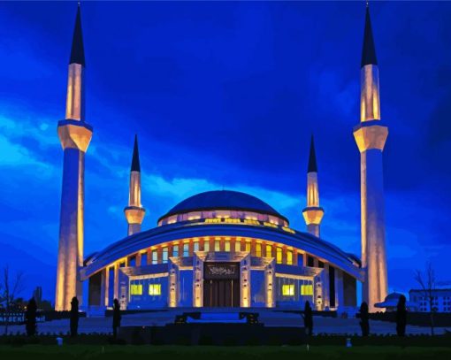 Ahmet Hamdi Akseki Mosque Ankara At Night paint by number