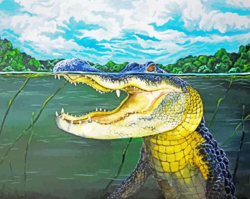 Alligator Underwater paint by numbers