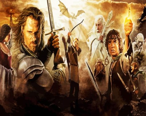 Aragorn And Characters Of Lord Of The Rings paint by number