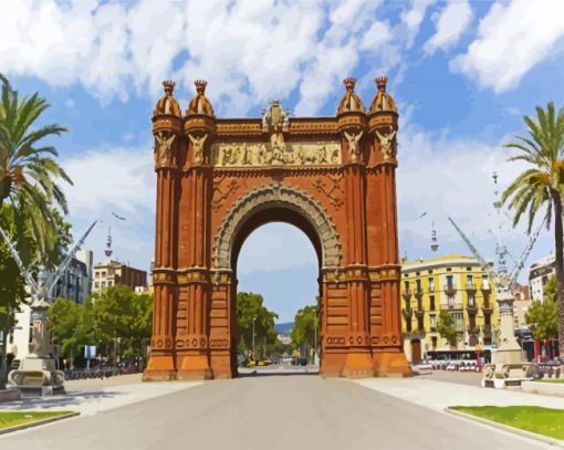 Arco De Triunfo De Barcelona Spain paint by number