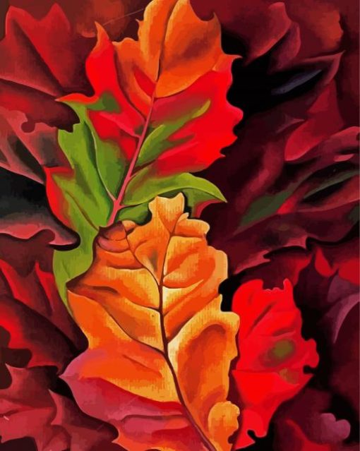 Autumn Leaves Lake George NY Georgia O’Keeffe paint by number