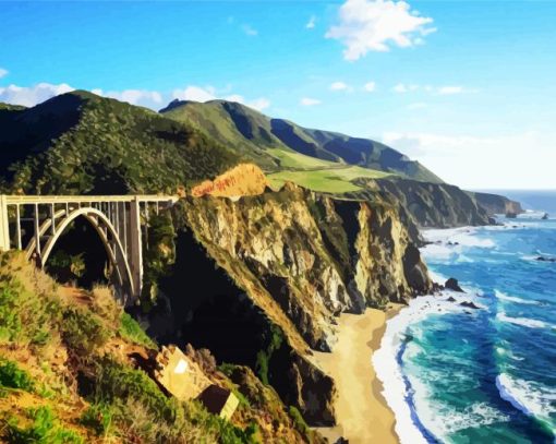 Bixby Creek Bridge Monterey California paint by numbers