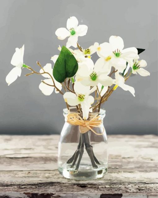 Blooming Dogwood In Jar paint by numbers