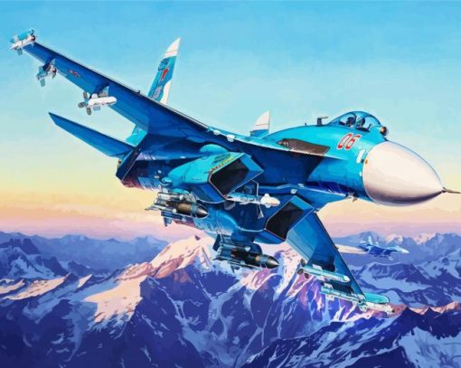 Blue Fighter Plane paint by numbers