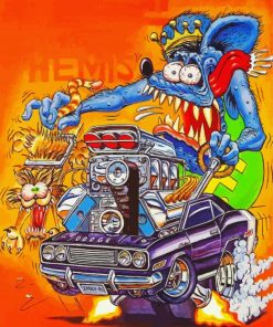 Blue Rat Fink paint by number