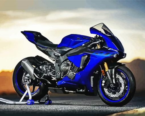 Blue Yamaha R1 paint by numbers