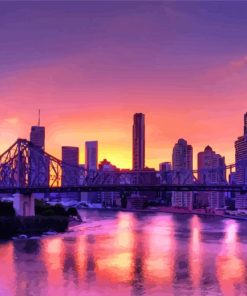 Brisbane Skylines During Sunset paint by numbers