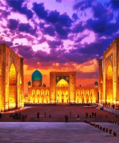 Bukhara Kalan Mosque At Sunset paint by number