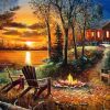 Campfire By Lake paint by number