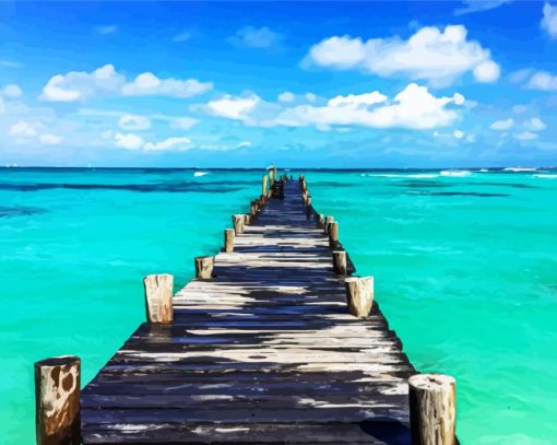 Cancun Beach Pier paint by number