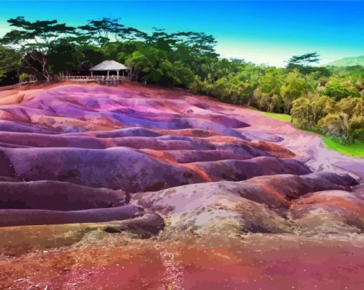 Chamarel Seven Colored Earth Geopark Mauritius paint by numbers