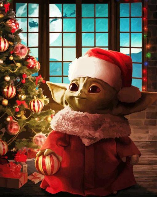 Christmas Baby Yoda paint by numbers