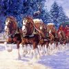 Christmas Clydesdale Horses paint by number