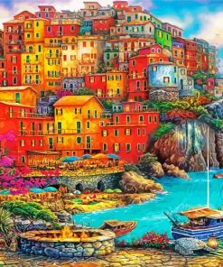 Cinque Terre Buildings paint by number