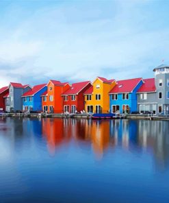 Colored Houses Hoogkerk Dutch paint by numbers