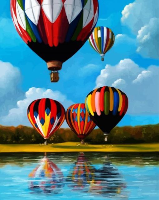 Colorful Hot Airballoons paint by numbers