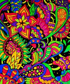 Colorful Psychedelic Flowers paint by numbers