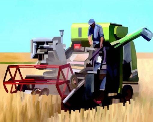 Combine Harvester Illustration paint by numbers