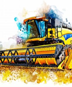 Combine Harvester Splatter Art paint by numbers