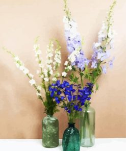 Delphinums In Glass Bottles paint by numbers