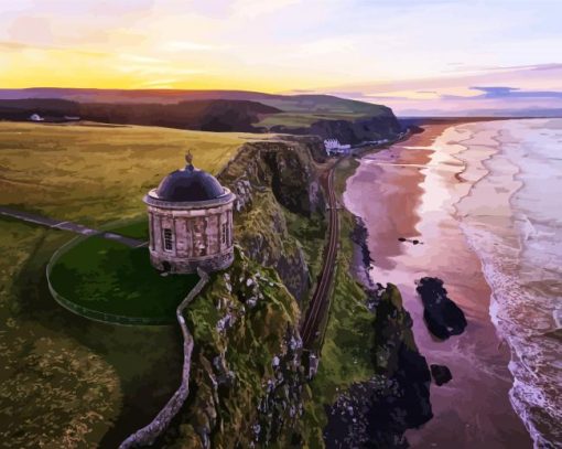 Derry Mussenden Temple Seascape paint by number