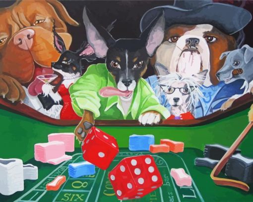 Dog Playing Craps paint by numbers