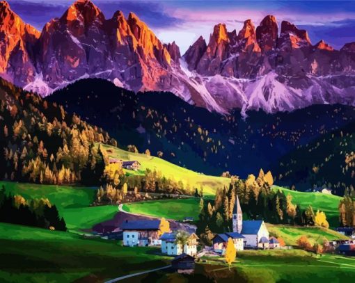 Dolomites Nature Scene paint by number