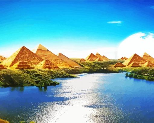 Egypt Pyramids Nile River paint by number