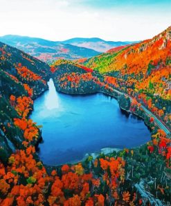 Fall Foliage Adirondack Mountains paint by number