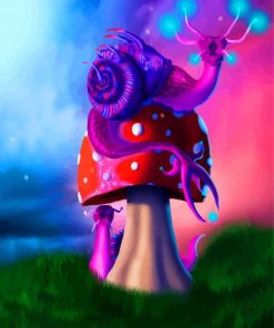 Fantasy Snail On Mushroom paint by numbers