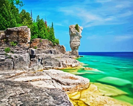 Flowerpot Island Ontario paint by number