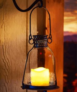 Glass Lantern With Candle paint by number