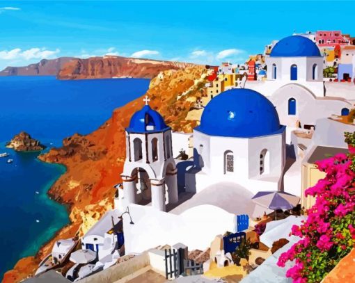 Greece Thira City Seascape paint by numbers