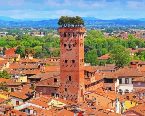 Guinigi Tower Lucca paint by number