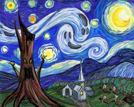 Halloween Starry Night paint by numbers