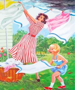 Hanging Laundry With Mother paint by number