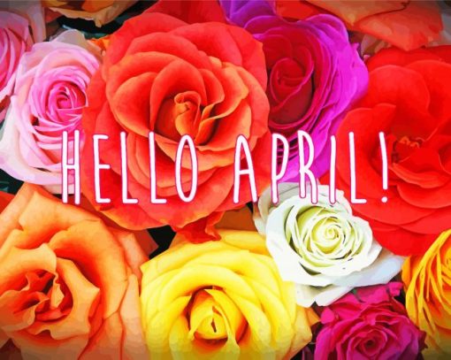 Hello April Flowers paint by numbers