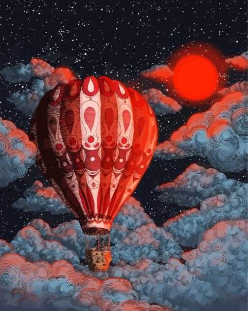 Hot Aiballoon Over Clouds paint by number