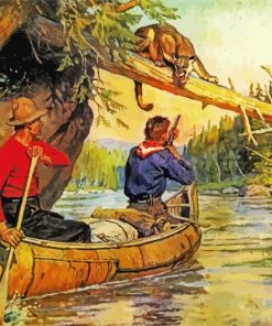 Hunters Canoeing paint by number