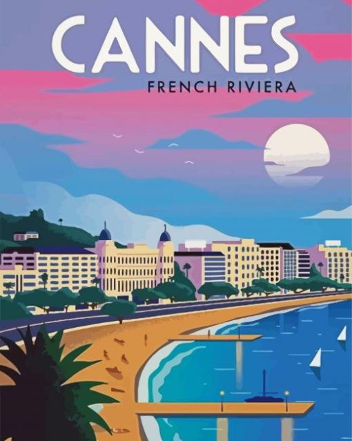 Cannes France Poster paint by numbers