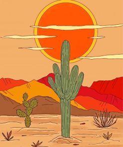 Illustration Cactus Desert paint by numbers