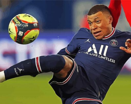 Kylian Mbappe Footballer paint by numbers