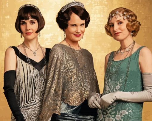 Lady Mary With Anna And Cora Crawley paint by number