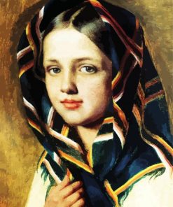 Little Girl In Scarf paint by number