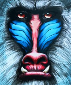 Mandrill Monkey Face paint by numbers