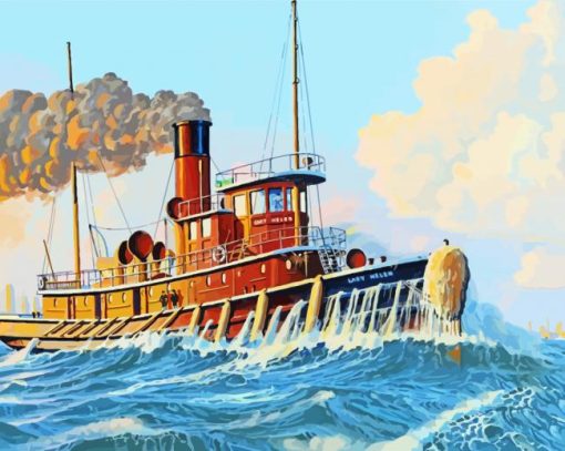 Marine Tugboat Ship paint by number