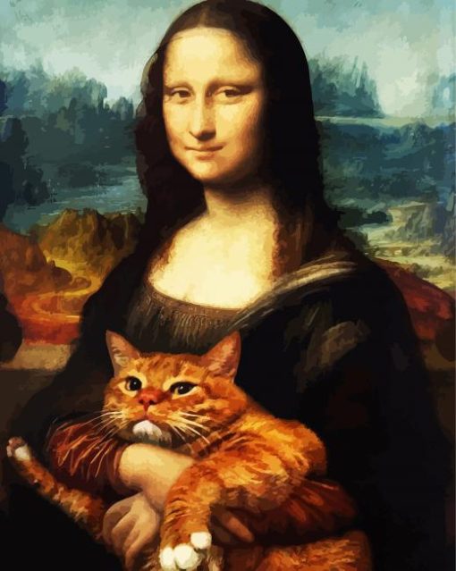 Mona Lisa With Cat paint by number