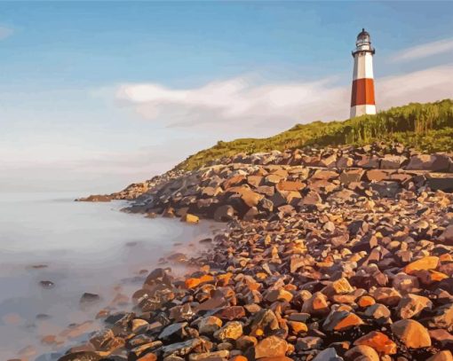 Montauk Point Lighthouse paint by number