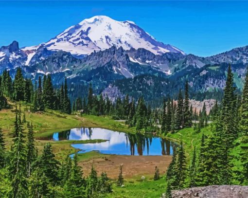 Mountain Rainier Washington paint by numbers