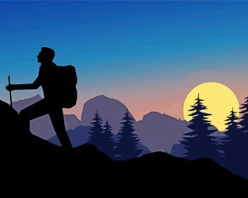 Mountains Climber Silhouette paint by number